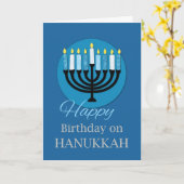 Carte Anniversaire sur Hanoukka Menorah sur Dark Blue (Fleur jaune)