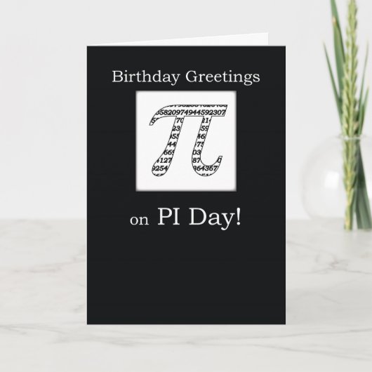 Carte Anniversaire sur le noir de jour de pi (Devant)