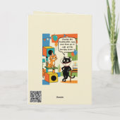 Carte Anniversaire sur le thème du chat drôle (Dos)