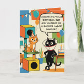 Carte Anniversaire sur le thème du chat drôle (Devant)