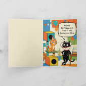 Carte Anniversaire sur le thème du chat drôle (Intérieur)