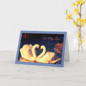 Carte Anniversaire Swans (bordure bleue) (Fleur jaune)