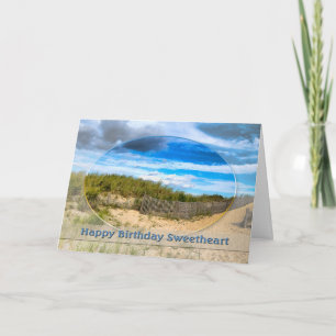 CARTE ANNIVERSAIRE - SWEETHEART - PLAGE/OCÉAN/DUNES/SCÈN