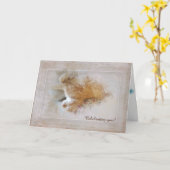 Carte anniversaire tabby cat (Fleur jaune)