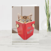 Carte Anniversaire Tabby Cat Lecture Livre (Devant)