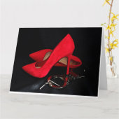 CARTE ANNIVERSAIRE TALONS HAUTS & MENOTTES (Fleur jaune)