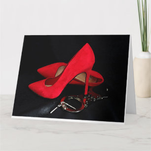 CARTE ANNIVERSAIRE TALONS HAUTS & MENOTTES