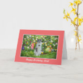 Carte Anniversaire, Tante, Chat Parmi Les Fleurs (Fleur jaune)