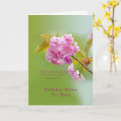 Carte Anniversaire, tante, fleurs de cerisier, rose et (Fleur jaune)