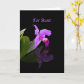 Carte Anniversaire, tante, orchidée réfléchie sur le (Fleur jaune)