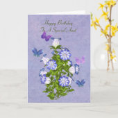 Carte Anniversaire, Tante, Papillons et Fleurs Bell (Fleur jaune)