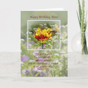 Carte Anniversaire, Tante, Tulipe et Papillon, Religieux