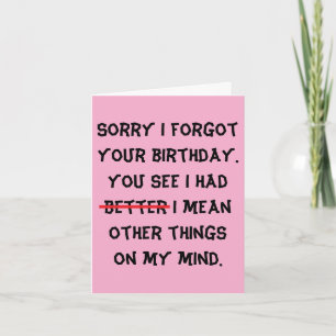 Carte anniversaire tardif et humoristique