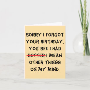 Carte anniversaire tardif et humoristique