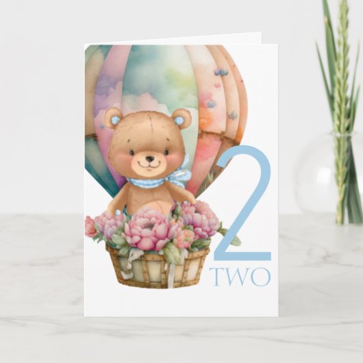 Carte Anniversaire Teddy Bear Balloon 2ND (Devant)