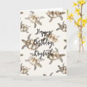 Carte Anniversaire Tortues Marines Océan Côte Plage (Fleur jaune)