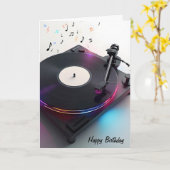 Carte Anniversaire Tourne-disque Avec Neon Music Notes (Fleur jaune)