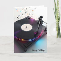 Anniversaire Tourne-disque Avec Neon Music Notes