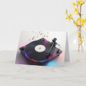 Carte Anniversaire Tourne-disque Avec Neon Music Notes (Fleur jaune)