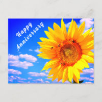 Carte Anniversaire tournesol et abeilles sur le ci