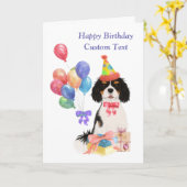 Carte Anniversaire Tri Couleur Cavalier King Charles Spa (Fleur jaune)