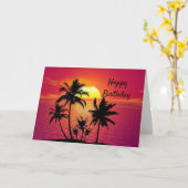 Carte Anniversaire tropical de coucher du soleil (Fleur jaune)