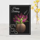 Carte Anniversaire -Tulipes (Fleur jaune)