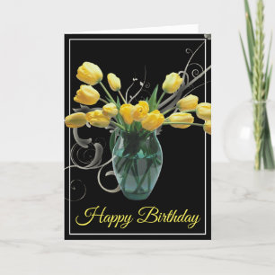 Carte Anniversaire - Tulipes Jaunes
