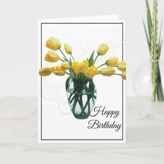 Carte Anniversaire - Tulipes Jaunes (Devant)