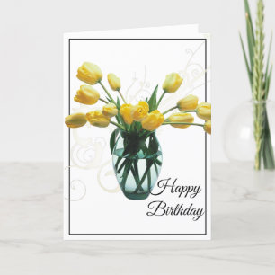 Carte Anniversaire - Tulipes Jaunes