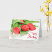 Carte Anniversaire - Tulipes Rouges (Fleur jaune)