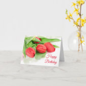 Carte Anniversaire - Tulipes Rouges (Fleur jaune)