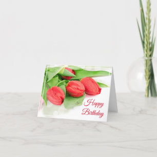 Carte Anniversaire - Tulipes Rouges