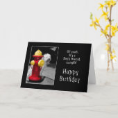 CARTE ANNIVERSAIRE - UN CHIEN CHALEUREUX - HYDRANT/CHIEN (Fleur jaune)