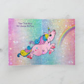 Carte Anniversaire Unicorn Arc-en-ciel violet rose Parti (Intérieur)