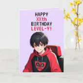 Carte Anniversaire unique rouge et pourpre (Fleur jaune)