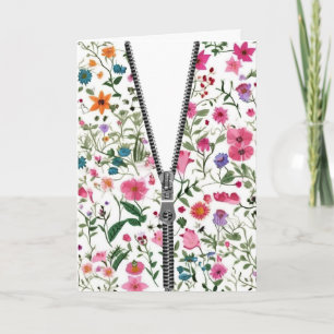 Carte Anniversaire Unzipped Zipper sur Motif Fleur sauva