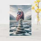 Carte Anniversaire USA Bald Eagle sur Cairn (Fleur jaune)