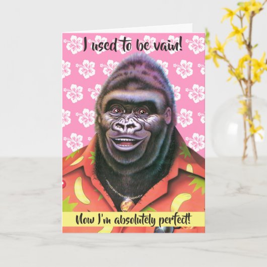 Carte Anniversaire Vain Gorilla design. (Fleur jaune)