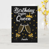 Carte Anniversaire Vegan Queen (avec votre nom) (Fleur jaune)