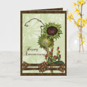 Carte Anniversaire vert de tournesols (Fleur jaune)