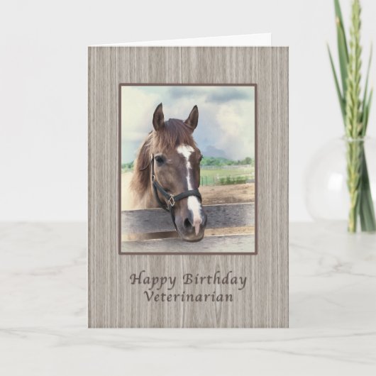 Carte Anniversaire, Vétérinaire, Cheval Brown avec Bridl (Devant)