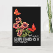 Carte Anniversaire Vibrant Orange Papillon & Tourn (Devant)