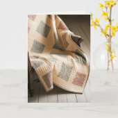 Carte Anniversaire vieille couette sur un fauteuil (Fleur jaune)