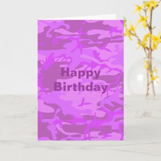 Carte Anniversaire Vieux Age Lumière Camouflage violet S (Fleur jaune)