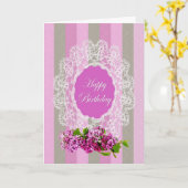 Carte ANNIVERSAIRE - Vieux Noël - Lilacs et dentelle (Fleur jaune)