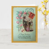 Carte Anniversaire vintage (Fleur jaune)
