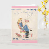 Carte Anniversaire vintage à une soeur, (Fleur jaune)