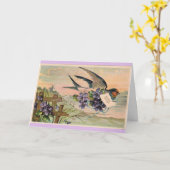 Carte Anniversaire vintage - Bluebird & Violets, (Fleur jaune)