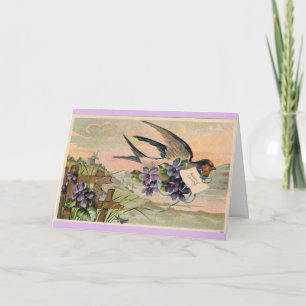 Carte Anniversaire vintage - Bluebird & Violets,